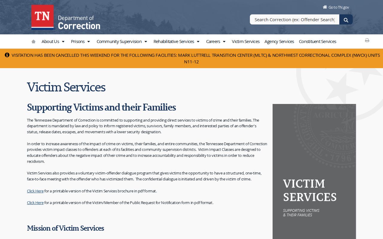 Tennessee official VINE search and Bradley County custody notification instructions